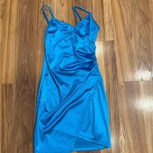 Iris Blue Spaghetti Strap Slip Mini Dress